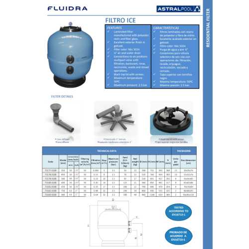 Filtro ICE Astralpool Ø500 con Válvula Lateral 1 1/2" De Bayoneta