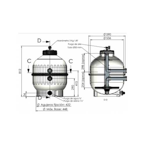 Injiziert Cantabric-Filter Astralpool Ø500 mit Ventil 1 1/2 "von Bajoneta