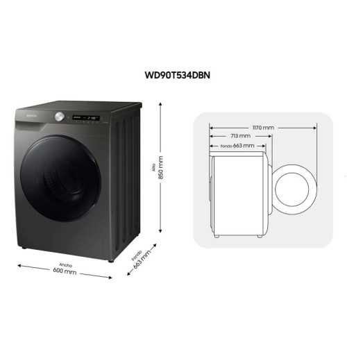 Lavasecadora 9Kg Samsung WD90T534DBN/S3