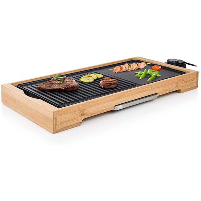 Plancha de asar 2200w Tristar BP2641 bambú 51x25.4
