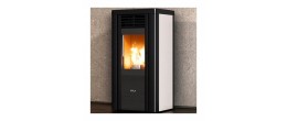 Estufa pellet Cola PUPILLA TOP acero con Wifi color burdeos