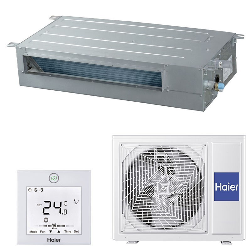 Aire Acondicionado Conductos Slim Baja Presión Haier 50 Heath Connect Monof. AD50S2SS1FA(H) + 1U50S2SJ2FA