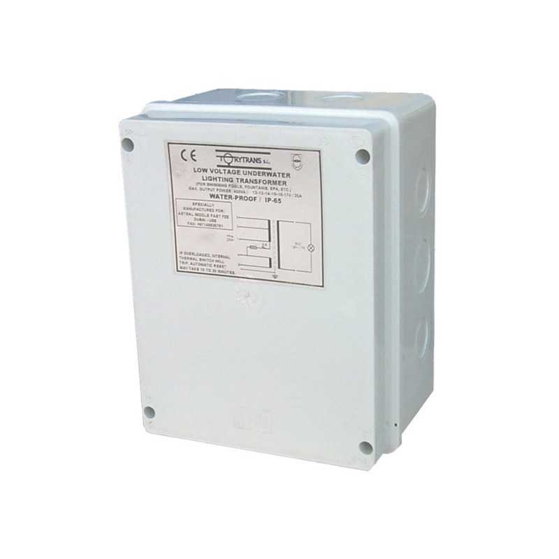 Transformateur de sécurité IP-65 pour piscine 400VA à 12-17V