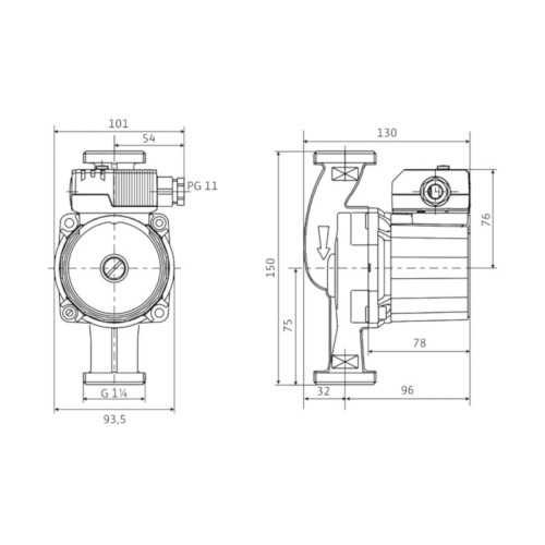 Nassrotorpumpe Warmwasser Wilo Star-Z 20/4 1x230V, 1.8m3/h 150mm, Rohranschluss 3/4"