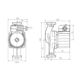 Pompe à rotor humide ECS Wilo Star-Z 20/4 1x230V, 1,8m3/h 150mm, raccord de tuyau 3/4"