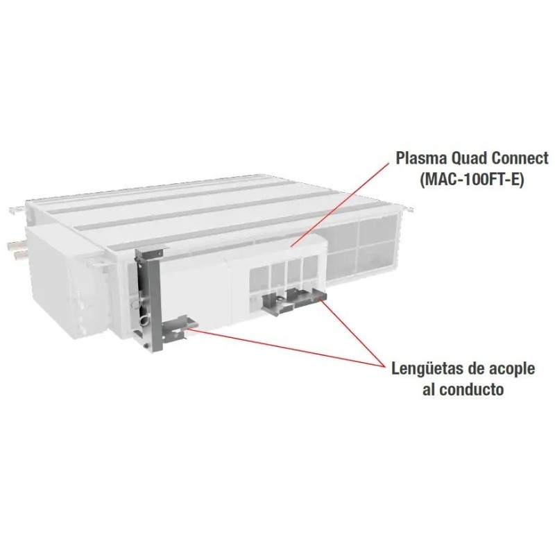 MAC-100FT-E plugs to the duct (MAC-100FT-E not included)